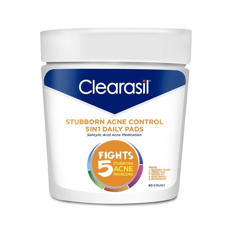 slide 1 of 7, Clearasil Stubborn Acne Control 5in1 Daily Pads - 90ct, 90 ct