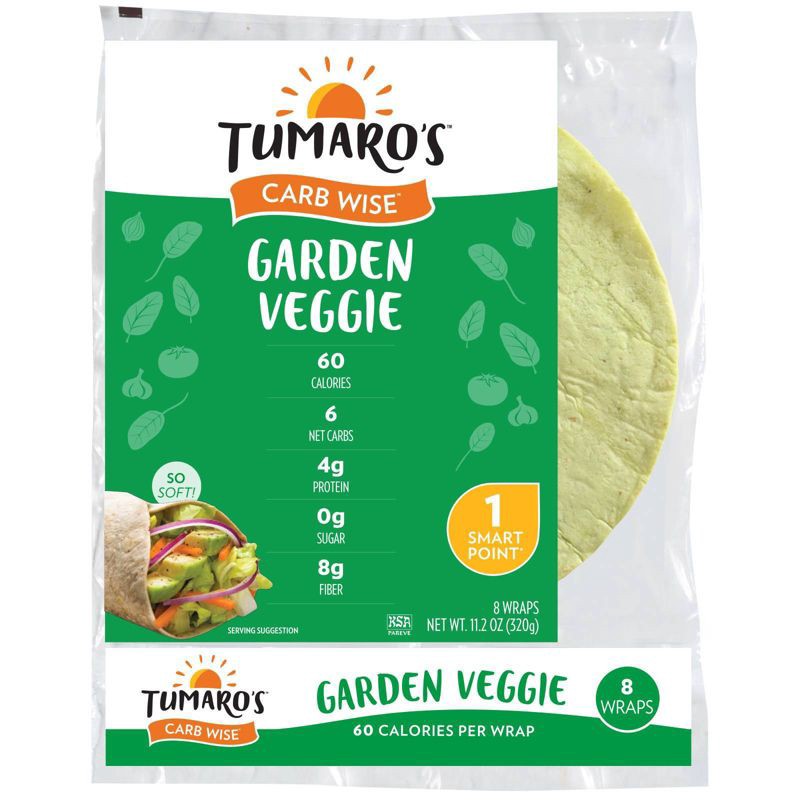 slide 1 of 1, Tumaro's 8" Low Carb Garden Veggie Tortillas - 11.2oz/8ct, 11.2 oz, 8 ct