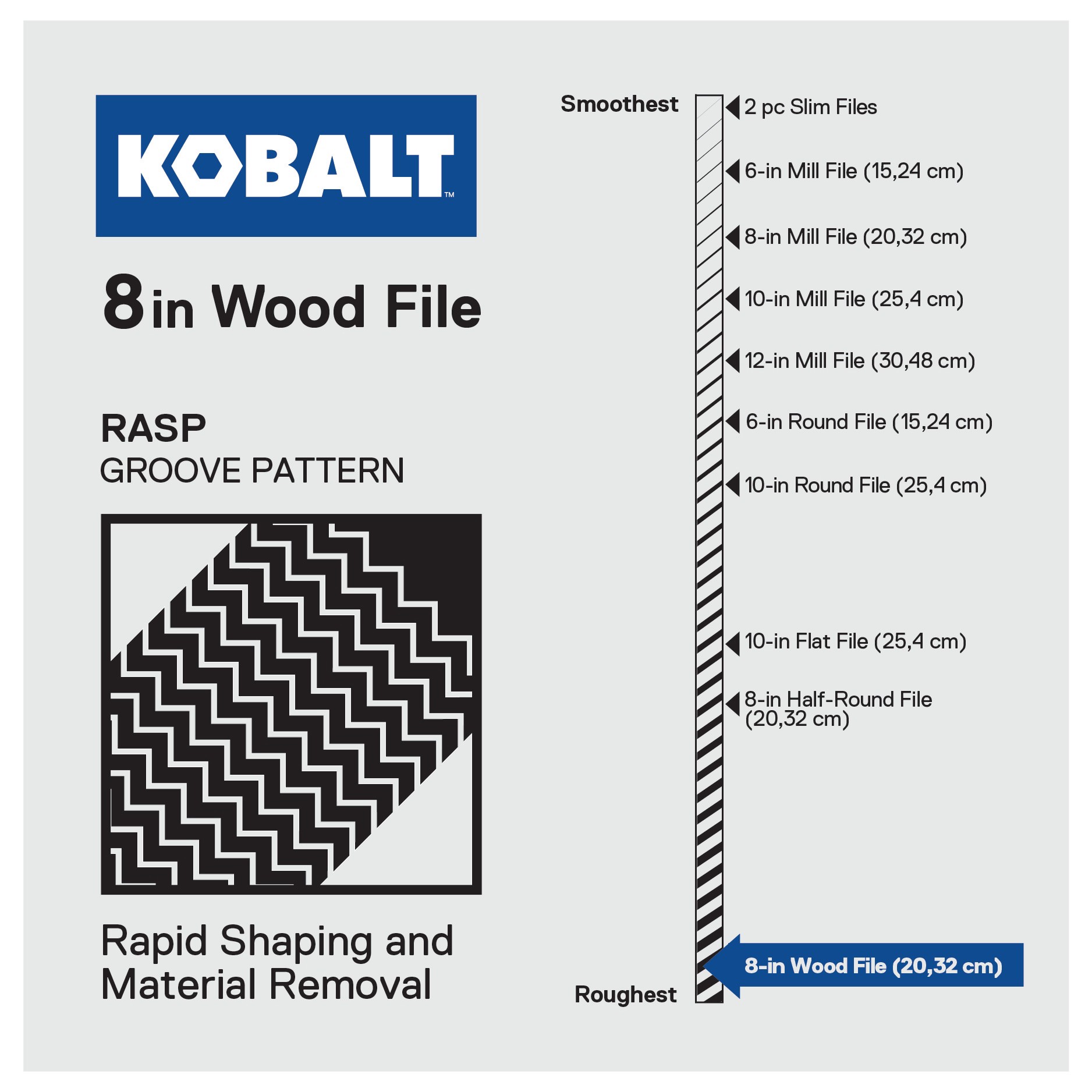 slide 2 of 6, Kobalt 8-in Dual-sided Coarse Tooth Woodcraft File, 1 ct