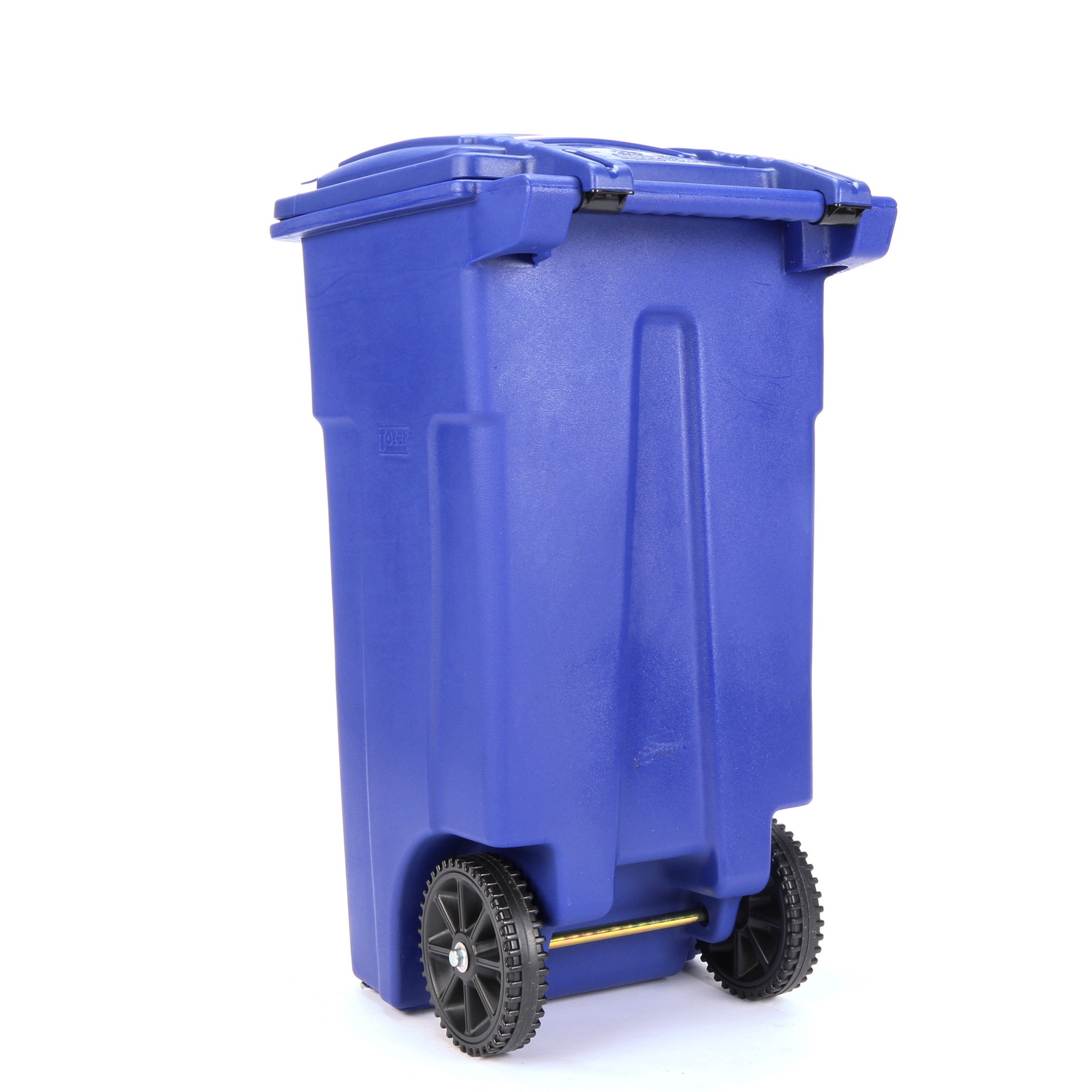slide 2 of 6, Toter 32.0 Gallon Blue Plastic Wheeled Indoor/Outdoor Kitchen Hinged Lid Trash Can, 1 ct