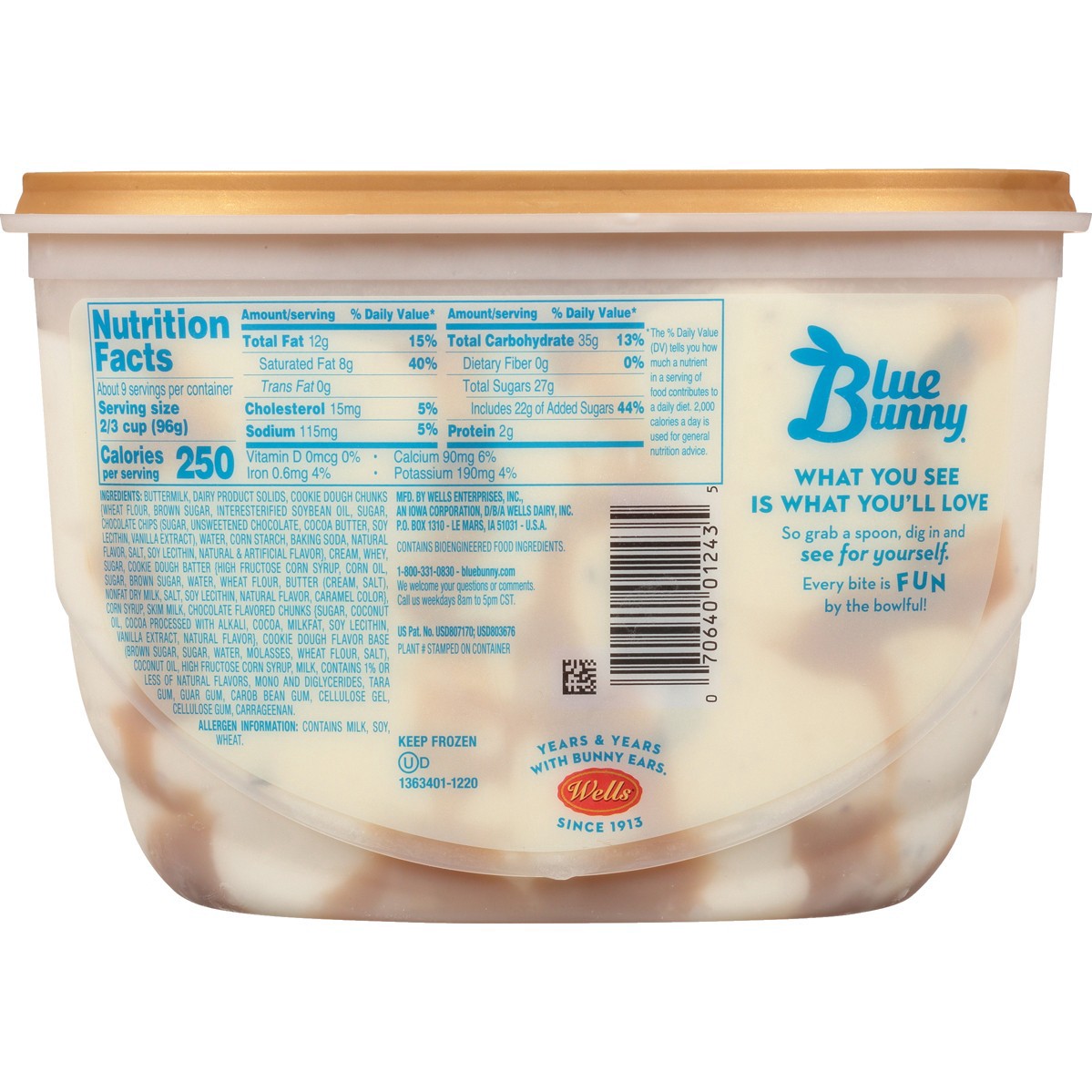 slide 2 of 5, Blue Bunny Super Chunky Cookie Dough Frozen Dessert, 46 fl oz, 46 fl oz