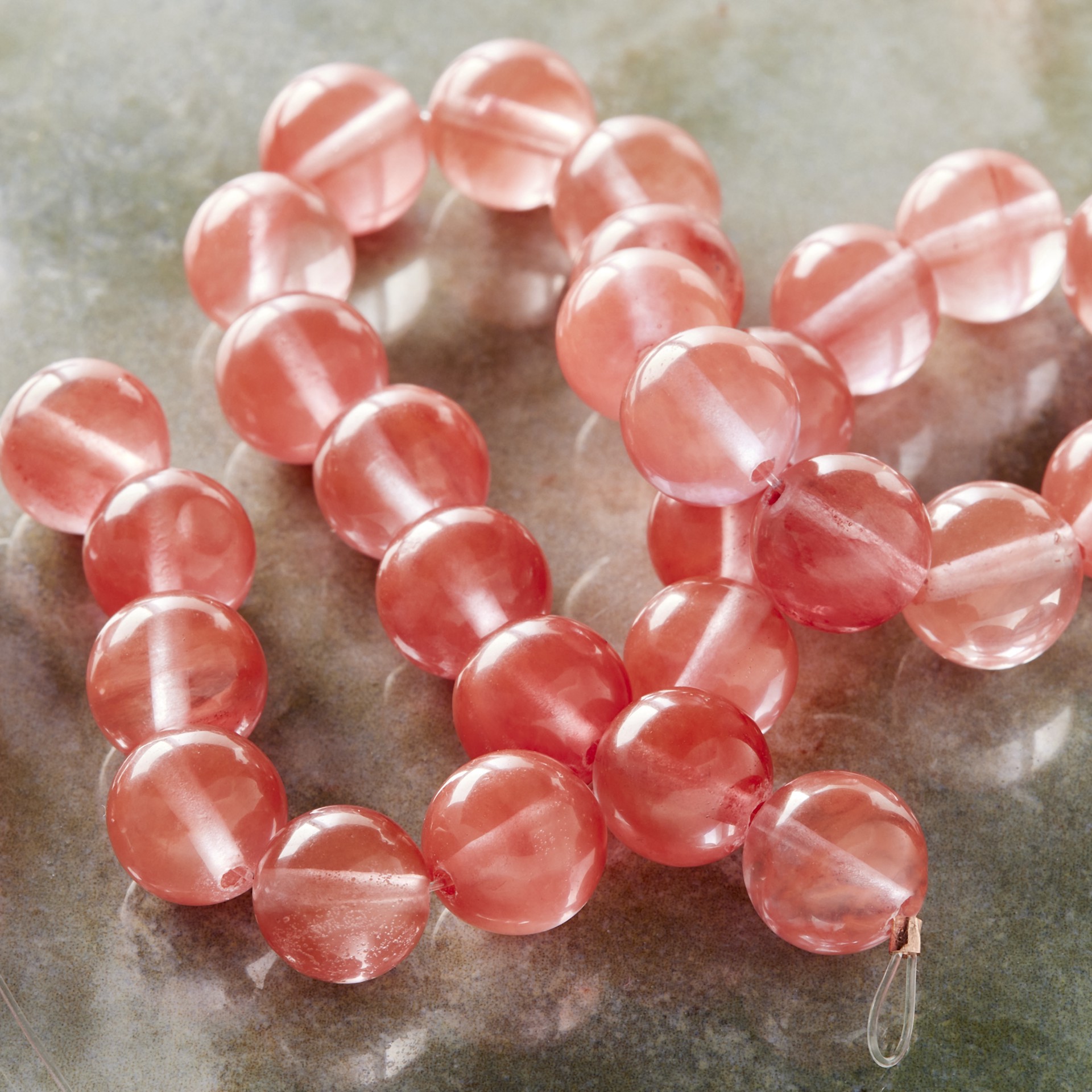 slide 3 of 3, Cherry Quartz Glass Small Round Beads, 10mm By Bead Landing, 10mm