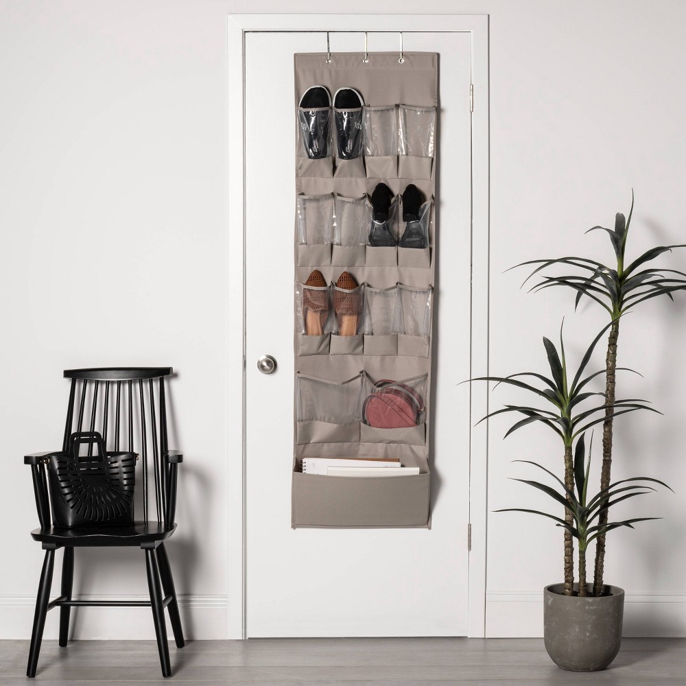 slide 2 of 4, 15 Pocket Over the Door Hanging Shoe Organizer Gray - Room Essentials, 1 ct