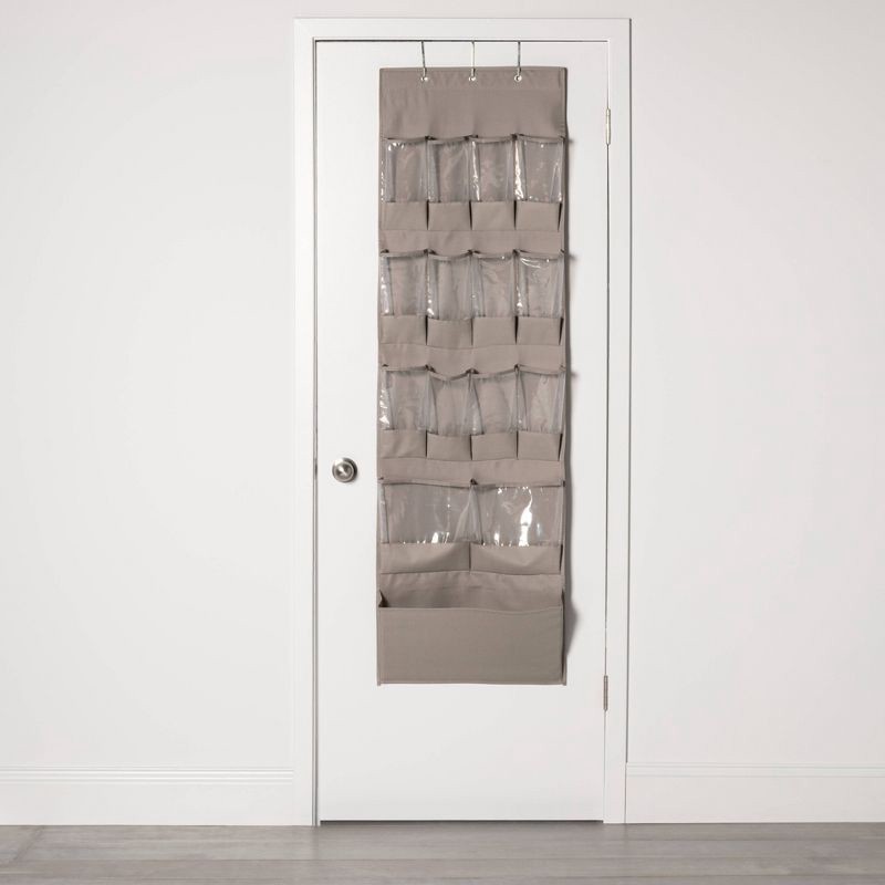 slide 1 of 4, 15 Pocket Over the Door Hanging Shoe Organizer Gray - Room Essentials™, 1 ct