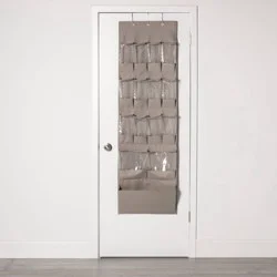 15 Pocket Over the Door Hanging Shoe Organizer Gray - Room Essentials™