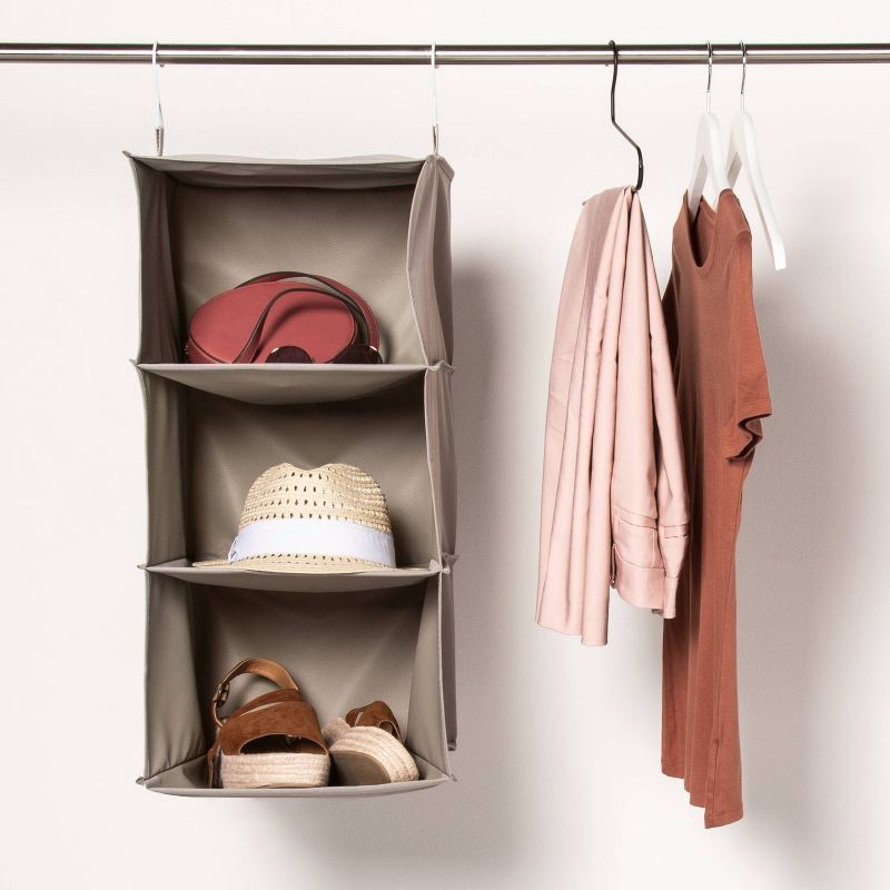 slide 2 of 4, 3 Shelf Hanging Closet Organizer Gray - Room Essentials™, 1 ct