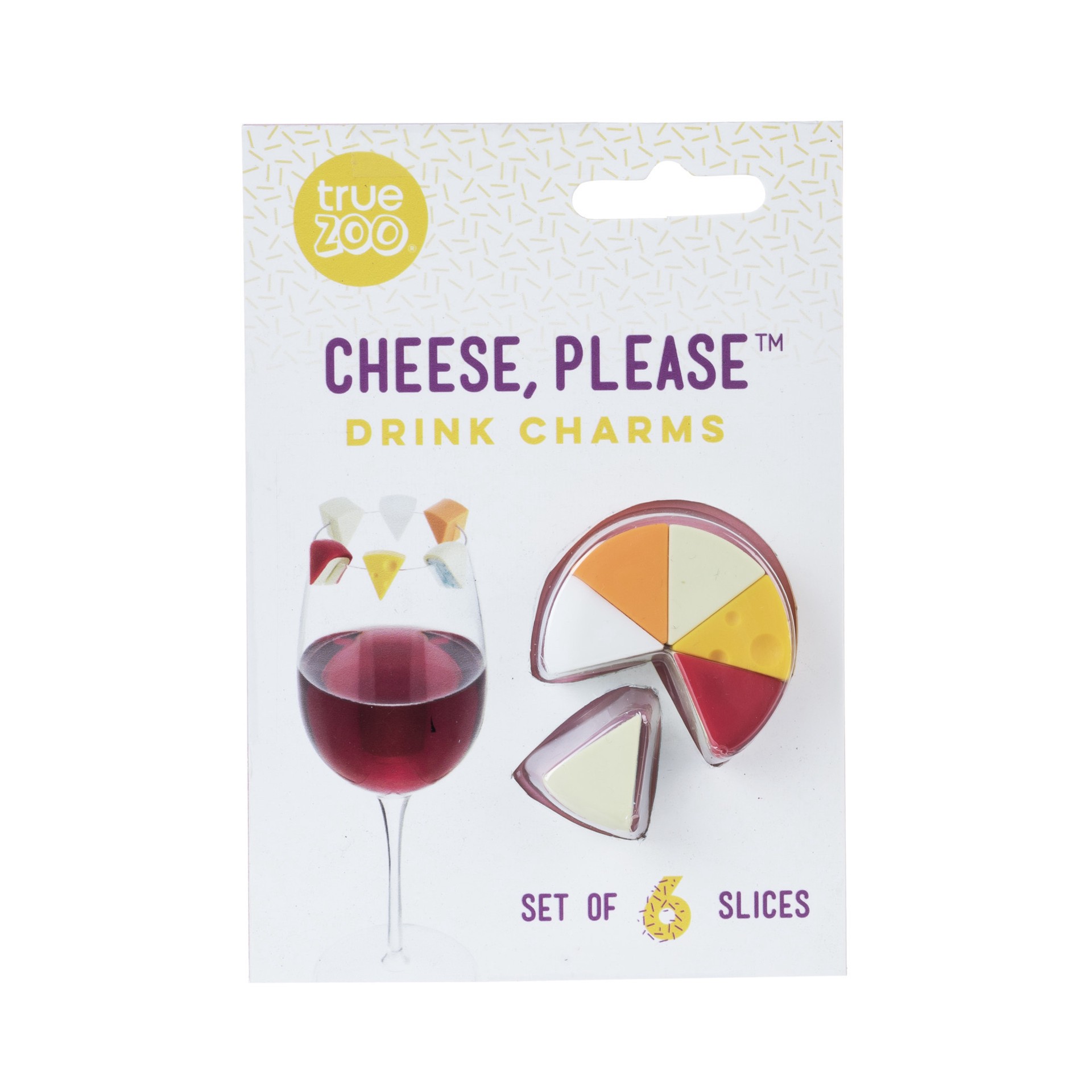 slide 2 of 3, TrueZoo True Zoo Cheese True Zoo Please Drink Markers Wine Charms, Set of 6, Assorted, 6 ct