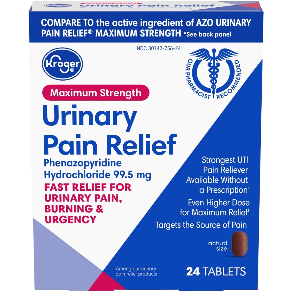 slide 4 of 5, Kroger Maximum Strength Urinary Pain Relief Tablets, 24 ct