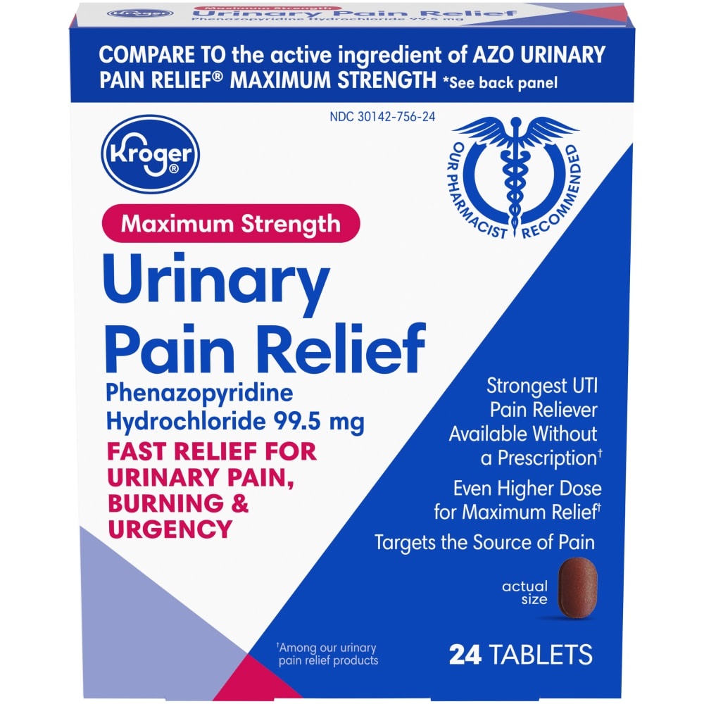 slide 1 of 5, Kroger Maximum Strength Urinary Pain Relief Tablets, 24 ct