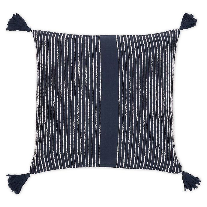 slide 1 of 1, KAF Home Striped Tassel Square Throw Pillow - Indigo, 1 ct