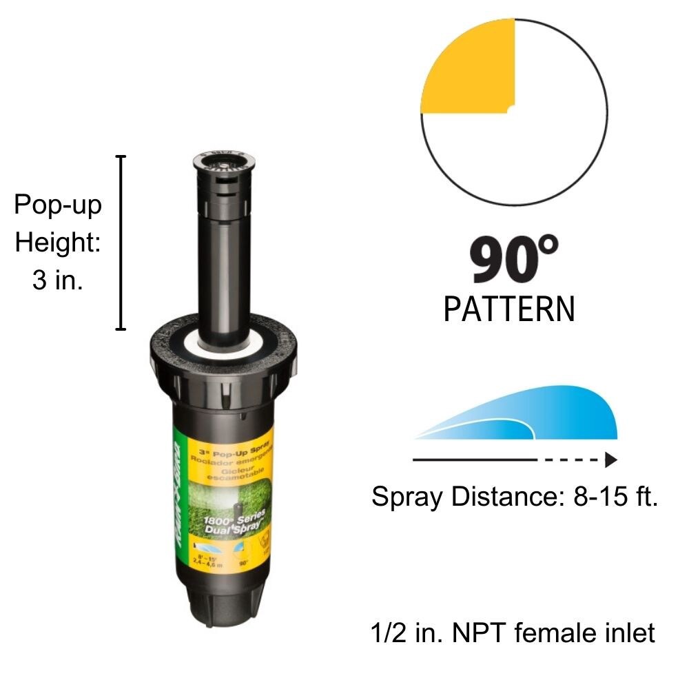 slide 2 of 6, Rain Bird 8-ft - 15-ft Quarter-circle Spray 3-in Pop-up spray head sprinkler, 1 ct