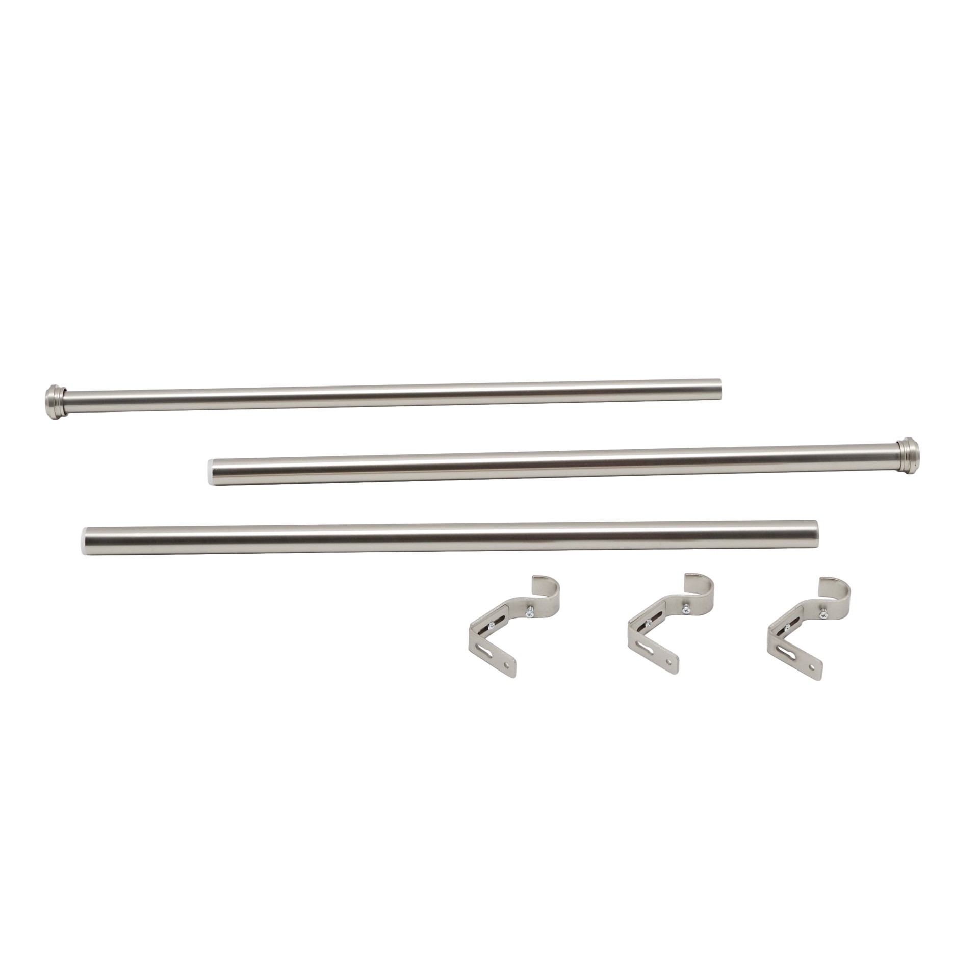 slide 1 of 6, allen + roth Mix Match 36-in to 72-in Brushed Nickel Steel Side Single Curtain Rod, 1 ct