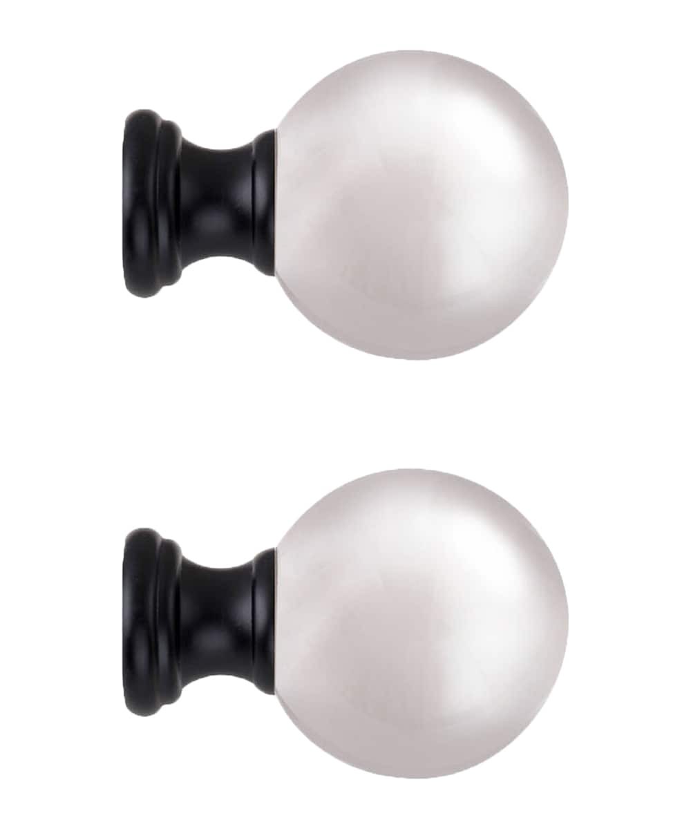 slide 2 of 4, allen + roth 2 -Pack Matte Black Aluminum Curtain Rod Finials, 1 ct