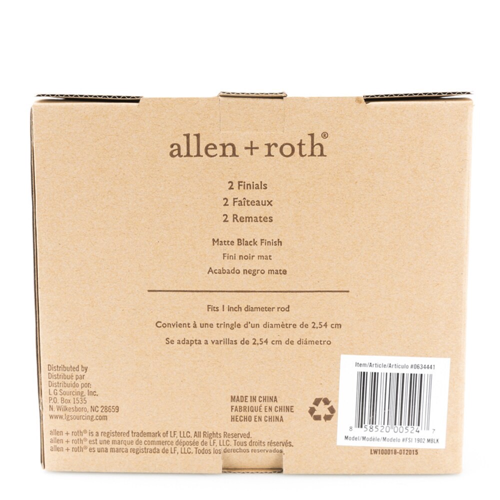 slide 4 of 4, allen + roth 2 -Pack Matte Black Aluminum Curtain Rod Finials, 1 ct