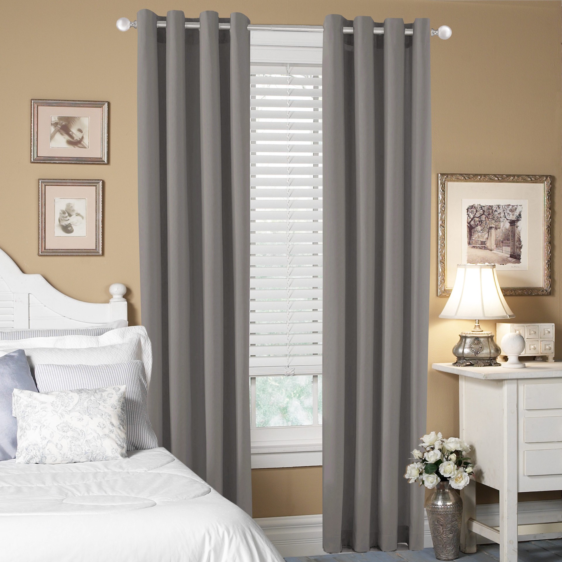 slide 5 of 6, allen + roth 2 -Pack Brushed Nickel Aluminum Curtain Rod Finials, 1 ct