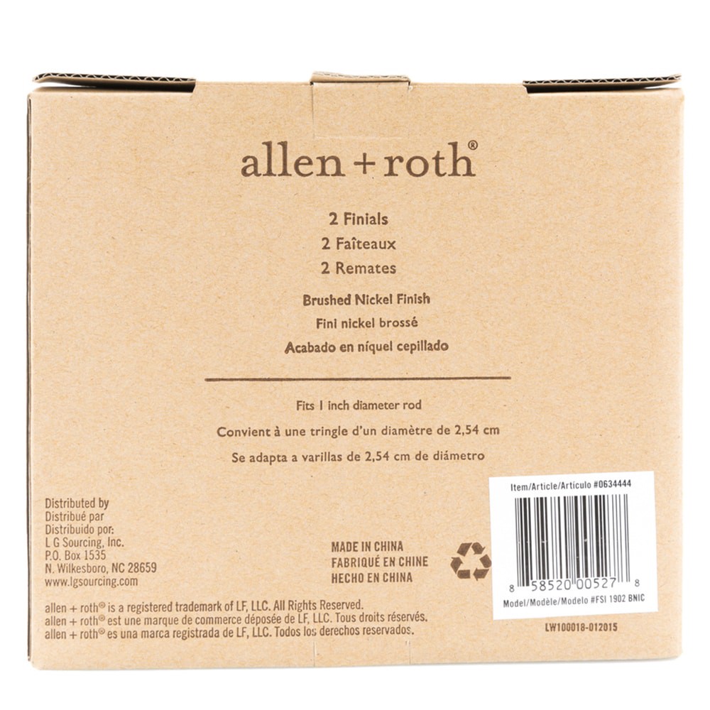 slide 6 of 6, allen + roth 2 -Pack Brushed Nickel Aluminum Curtain Rod Finials, 1 ct