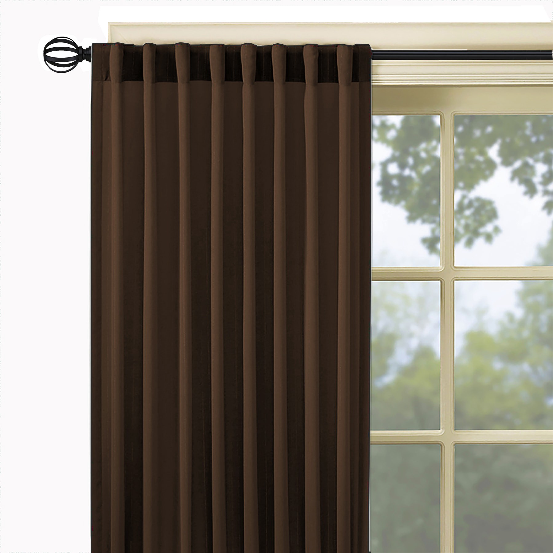 slide 3 of 5, allen + roth 2 -Pack Matte Black Steel Curtain Rod Finials, 1 ct