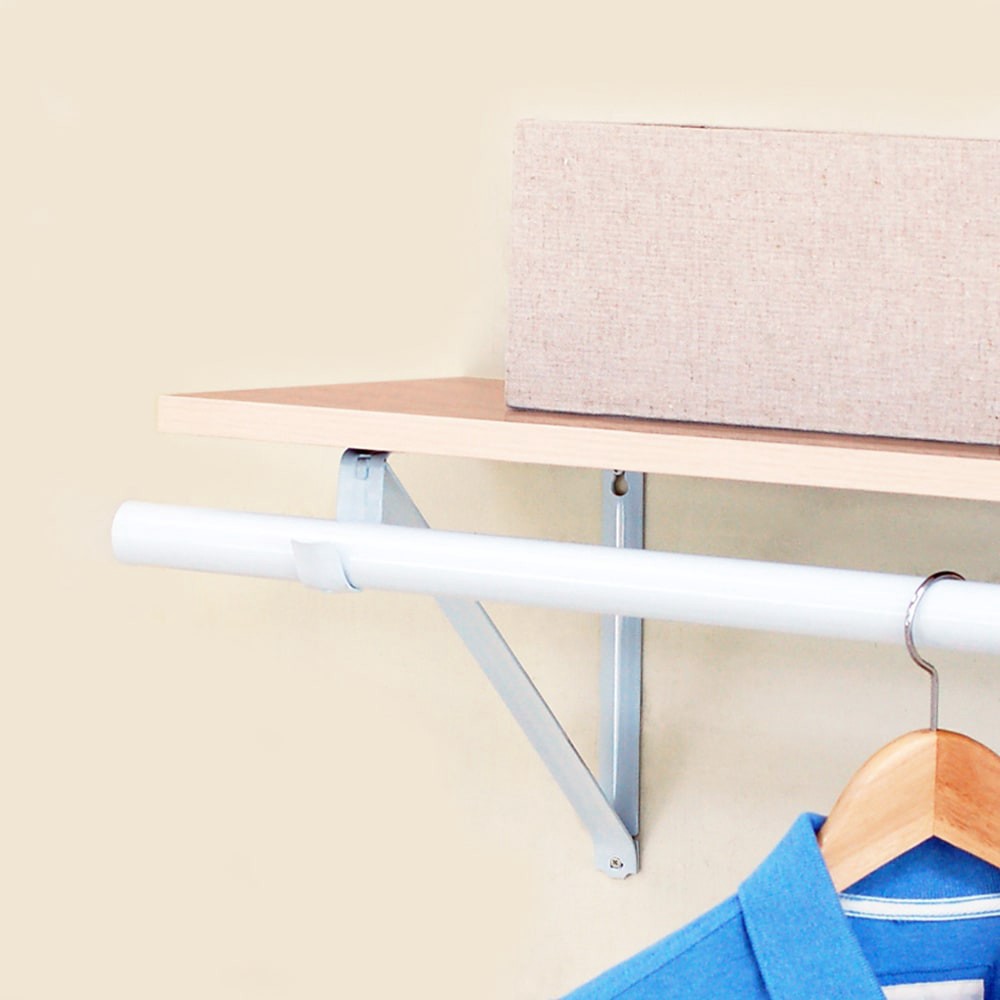 slide 2 of 6, Project Source Closet Rod 30-in L x 1.25-in H Extendable White Metal Closet Rod with Hardware, 1 ct