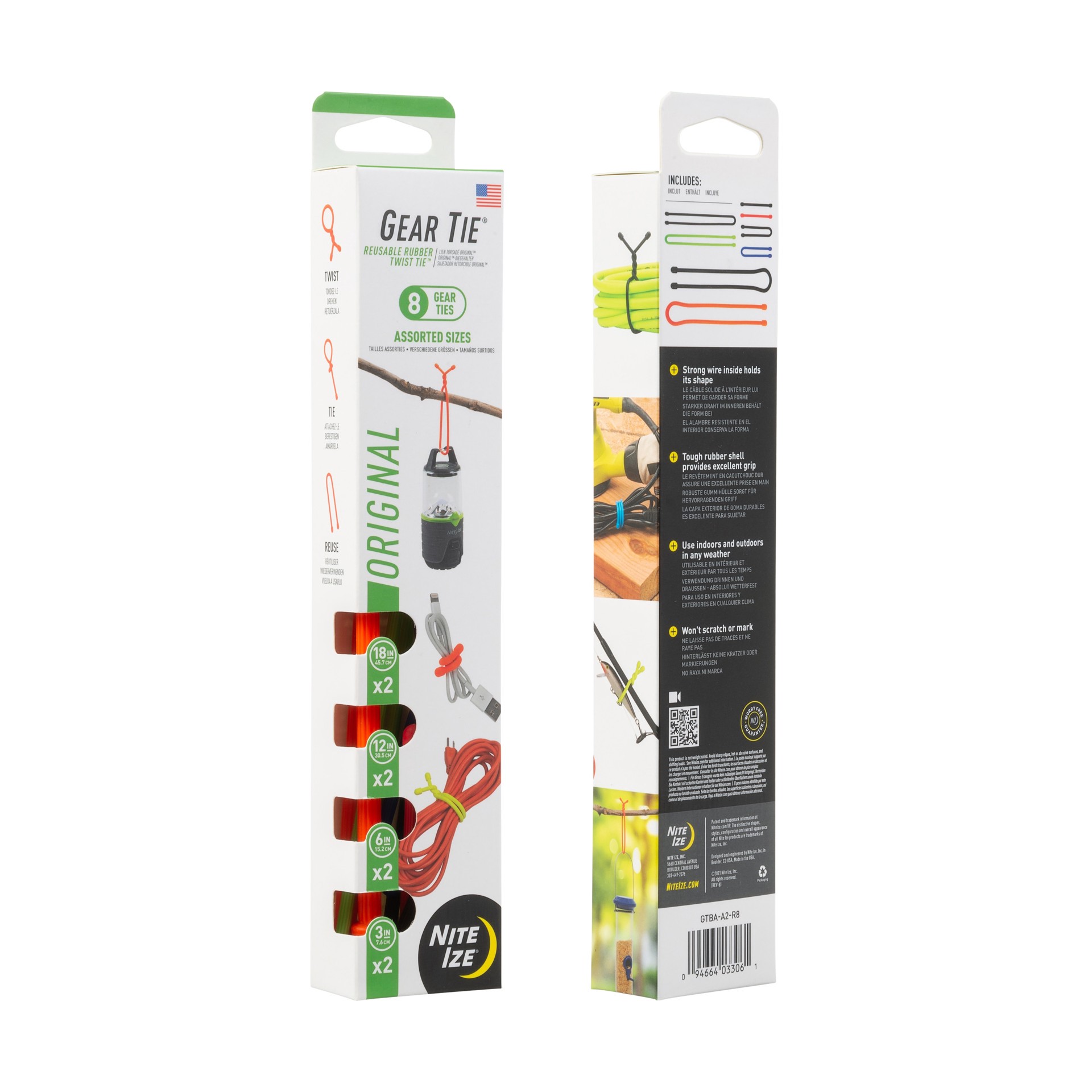 slide 4 of 6, Nite Ize 0-in x Assorted Gear tie with Hookless 8 -Pack, 1 ct