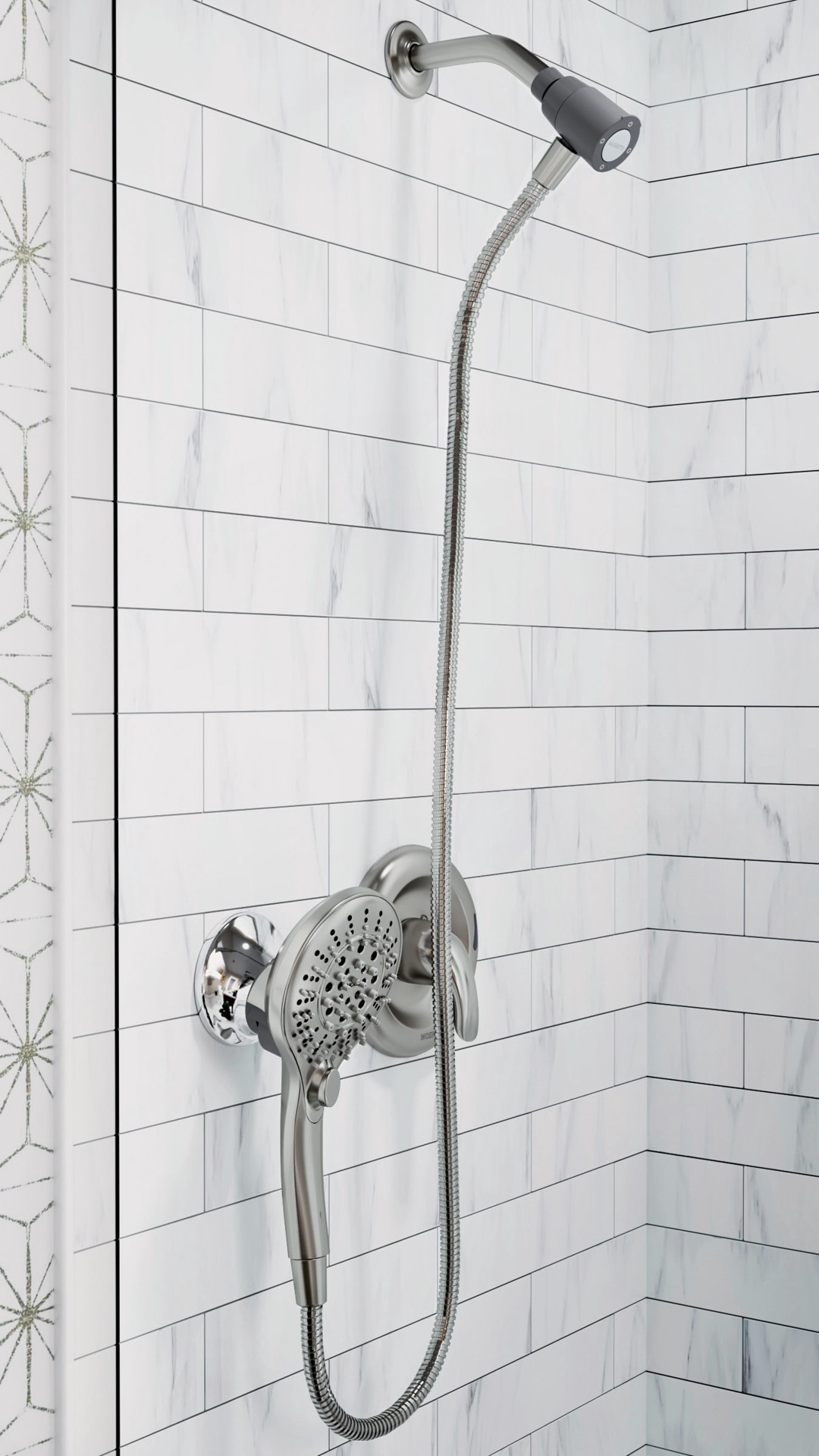 slide 3 of 6, Moen Engage 6.0 -Spray Spot Resist Brushed Nickel 5.5-in Round High Pressure Handheld Shower Head 2.5 GPM, 1 ct