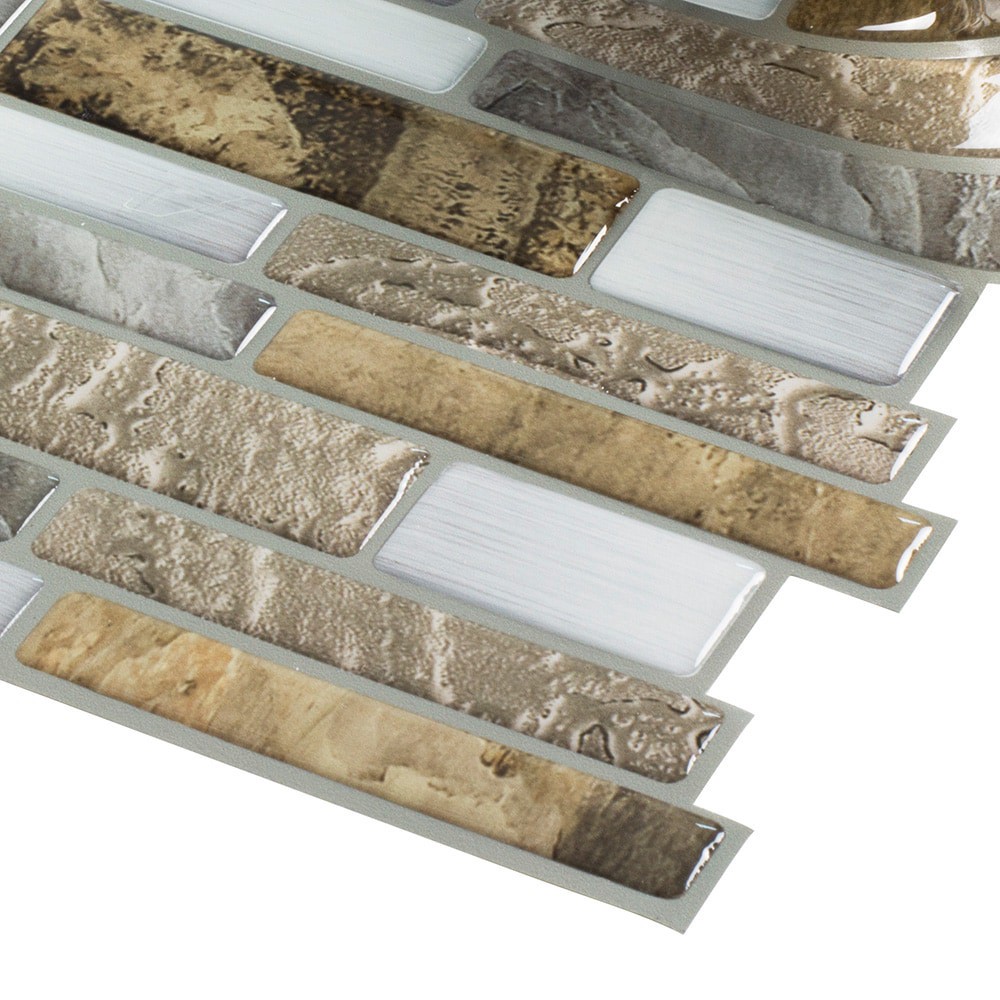 slide 4 of 6, Peel&Stick Mosaics Mountain Terrain 10-in x 10-in Glossy Composite Linear Mosaic Wall Tile ( 0.65-sq ft Piece ), 1 ct