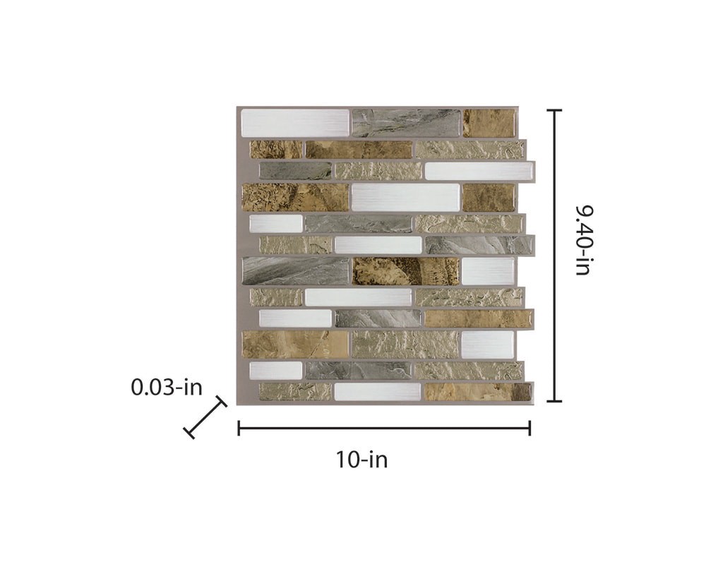 slide 5 of 6, Peel&Stick Mosaics Mountain Terrain 10-in x 10-in Glossy Composite Linear Mosaic Wall Tile ( 0.65-sq ft Piece ), 1 ct