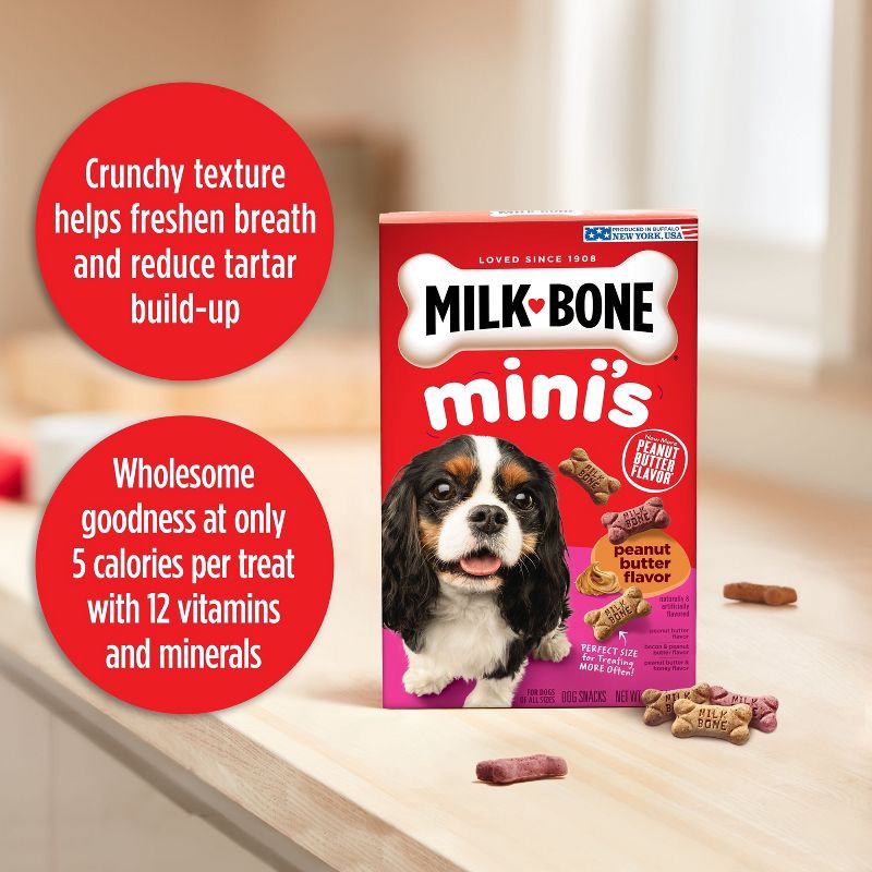 slide 3 of 5, Milk-Bone Mini's Biscuits Bacon & Peanut Butter Flavor Dog Treats - 15oz, 15 oz