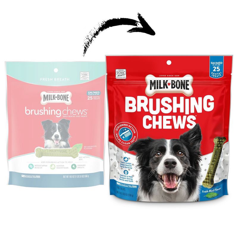 slide 3 of 5, Milk-Bone Brushing Chews Daily Dental Fresh Mint Flavor Dog Treats - S/M - 19.6oz, 19.6 oz