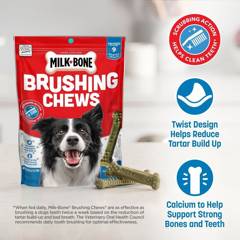 slide 4 of 5, Milk-Bone Brushing Chews Daily Dental Fresh Mint Flavor Dog Treats - S/M - 19.6oz, 19.6 oz