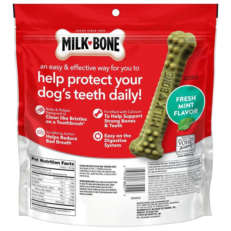 slide 7 of 10, Milk-Bone Brushing Chews Daily Dental Fresh Mint Flavor Dog Treats - S/M - 19.6oz, 19.6 oz