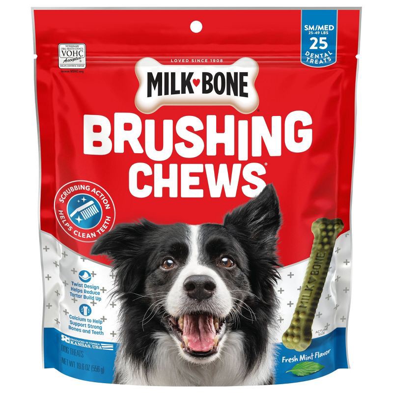 slide 1 of 5, Milk-Bone Brushing Chews Daily Dental Fresh Mint Flavor Dog Treats - S/M - 19.6oz, 19.6 oz