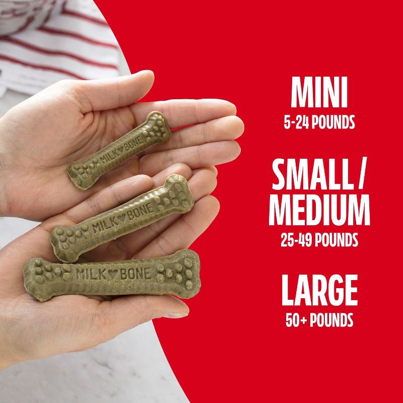 slide 4 of 10, Milk-Bone Brushing Chews Daily Chicken Dental Dog Treats, Fresh Breath, Large with Peppermint Flavor - 24.2oz/18 bones, 24.2 oz
