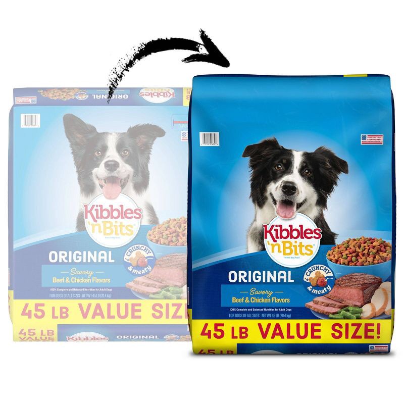 slide 2 of 11, Kibbles 'n Bits Original Savory Beef & Chicken Flavors Adult Complete & Balanced Dry Dog Food - 45lbs, 45 lb