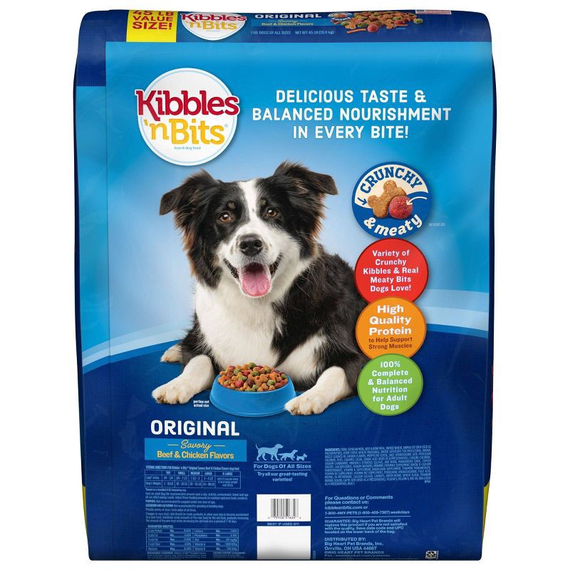 slide 3 of 11, Kibbles 'n Bits Original Savory Beef & Chicken Flavors Adult Complete & Balanced Dry Dog Food - 45lbs, 45 lb