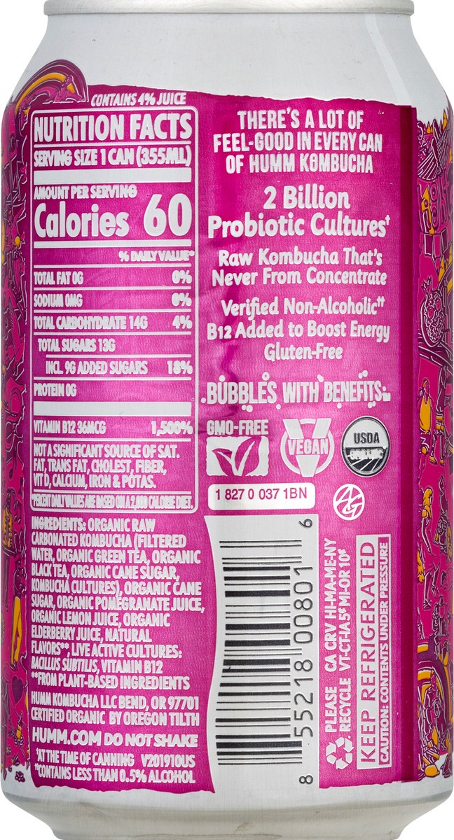 slide 3 of 10, Humm Kombucha Pomegranate Lemonade- 12 fl oz, 12 fl oz