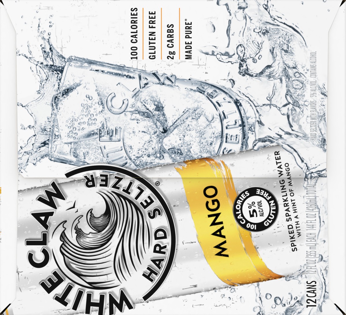 slide 7 of 7, White Claw 12 Pack Spiked Mango Hard Seltzer 12 ea, 12 ct