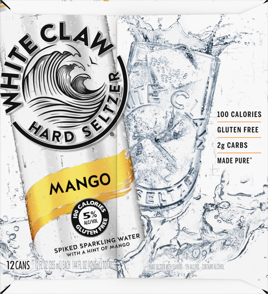 slide 4 of 7, White Claw 12 Pack Spiked Mango Hard Seltzer 12 ea, 12 ct
