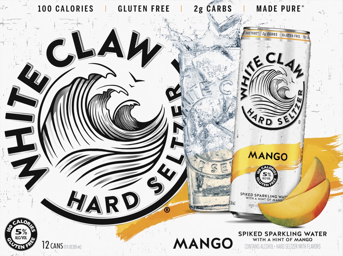 slide 5 of 7, White Claw 12 Pack Spiked Mango Hard Seltzer 12 ea, 12 ct