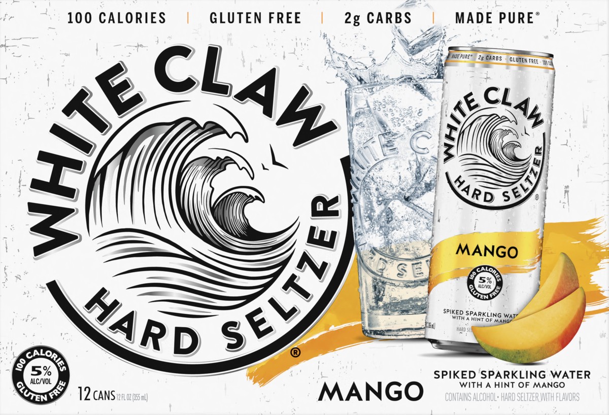 slide 1 of 7, White Claw 12 Pack Spiked Mango Hard Seltzer 12 ea, 12 ct; 12 oz