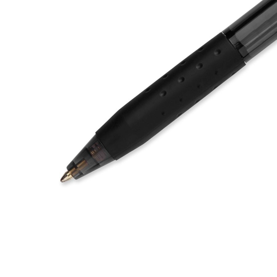 slide 4 of 6, Inkjoy 300 Rt Retractable Pens, Medium Point, 1.0 mm, Translucent Black Barrels, Black Ink, 12 ct