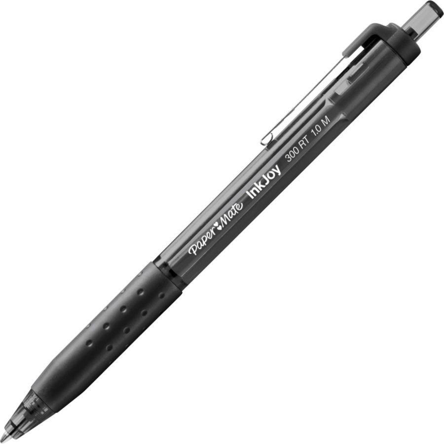 slide 2 of 6, Inkjoy 300 Rt Retractable Pens, Medium Point, 1.0 mm, Translucent Black Barrels, Black Ink, 12 ct