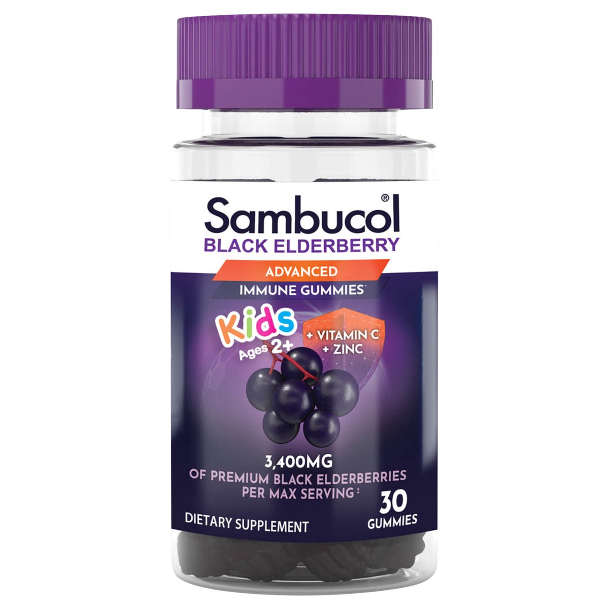 slide 1 of 17, Sambucol Kids Gluten Free Black Elderberry Gummies 30 ea, 30 ct