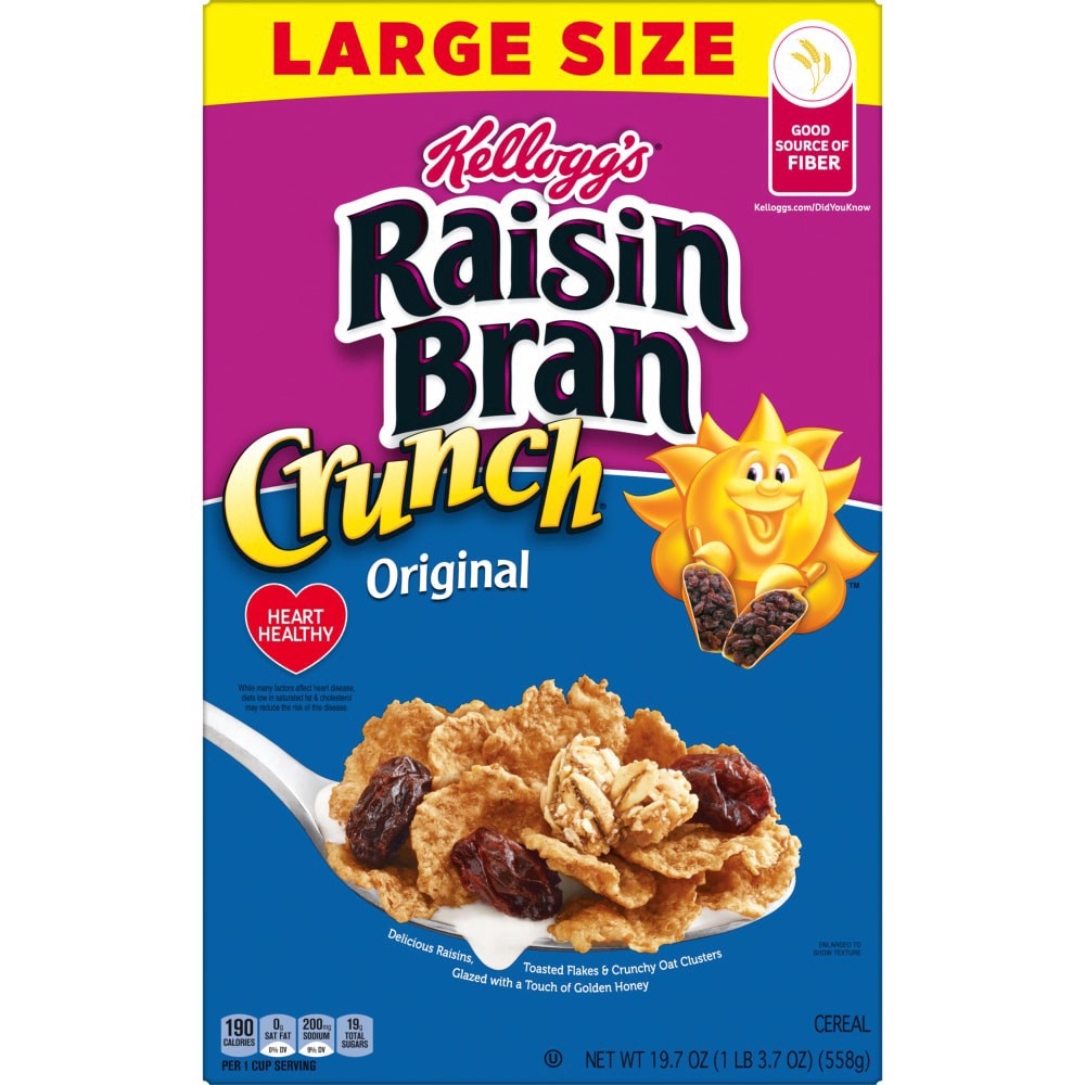 slide 1 of 6, Kellogg's Raisin Bran Crunch Breakfast Cereal Original, 19.69 oz