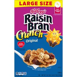 Kellogg''s Raisin Bran Crunch Breakfast Cereal, Fiber Cereal, Family Breakfast, Large Size, 19.7oz Box (1 Box)