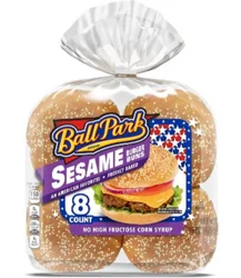 Ball Park Sesame Seed Burger Buns, 8 count, White Hamburger Buns, 16 oz Bag