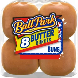 Ball Park Butter Hamburger Buns, 8 count, Hamburger Buns, 16 oz Bag
