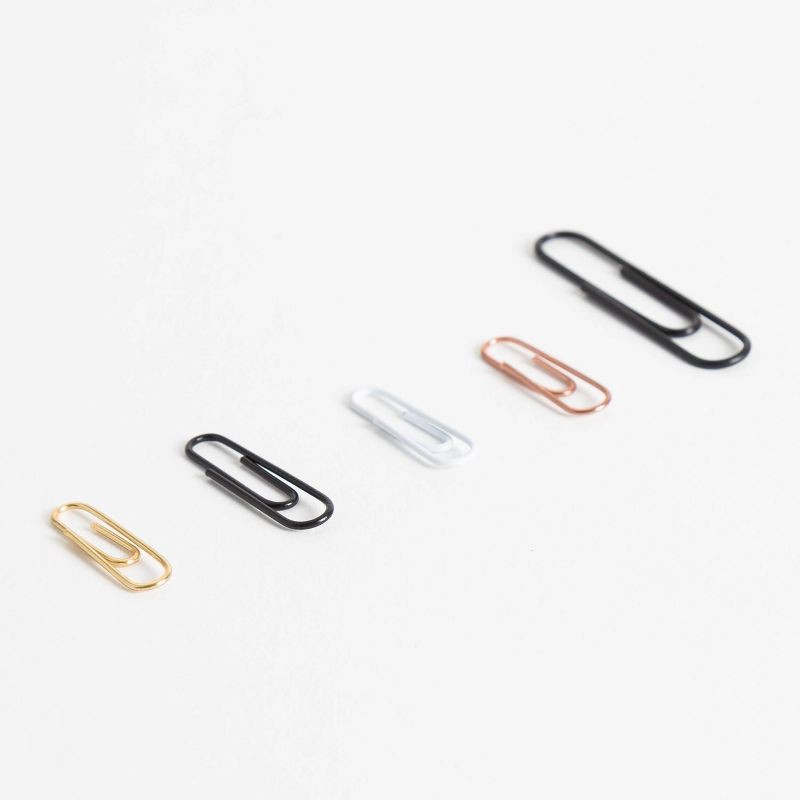 slide 5 of 5, U Brands 280ct Paper Clips in Mason Jar Black/White/Gold: Metal Office Supplies, Teacher Fasteners, Assorted Colors, 280 ct
