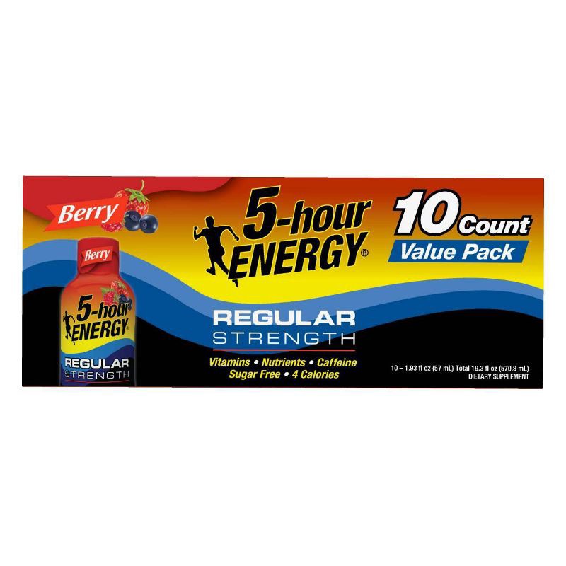 slide 5 of 6, 5 Hour Energy Shot Regular Strength - Berry - 1.93 fl oz/10pk, 1.93 fl oz, 10 ct