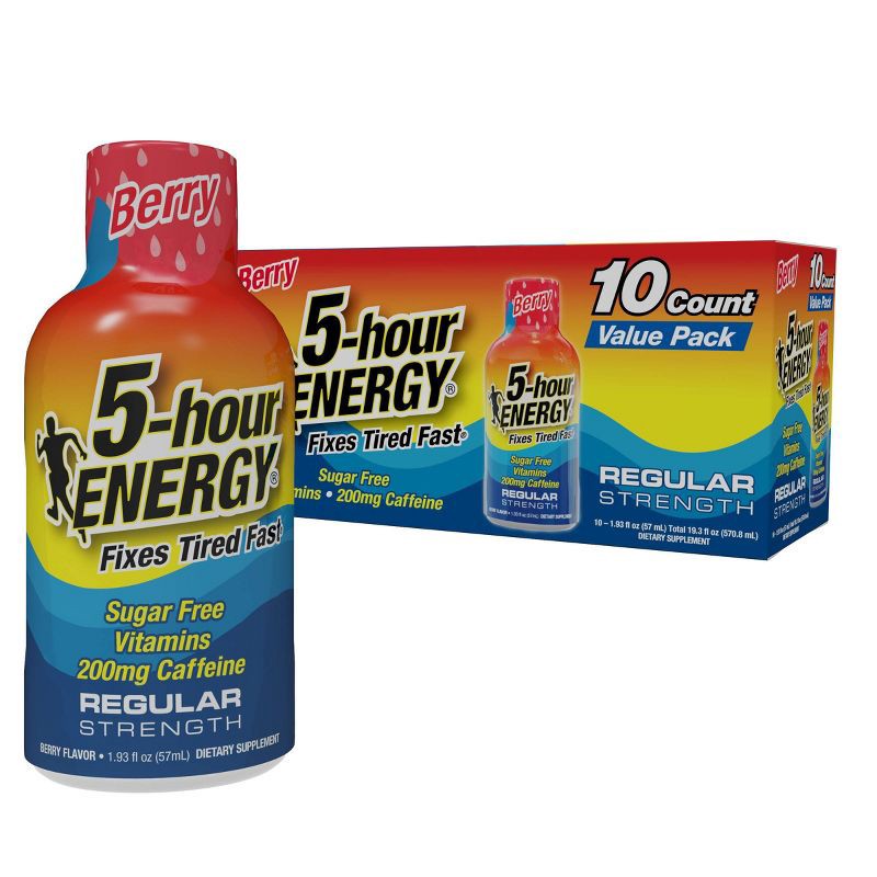 slide 1 of 9, 5 Hour Energy Shot Regular Strength - Berry - 1.93 fl oz/10pk, 1.93 fl oz, 10 ct