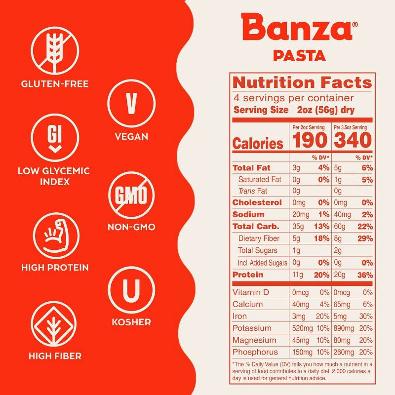 slide 4 of 7, Banza Gluten Free Chickpea Penne - 8oz, 8 oz